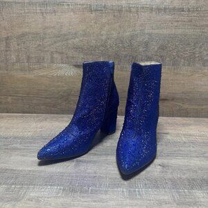 Betsy Johnson Cady Blue Glass Stones Embellished Booties Women's Size 10